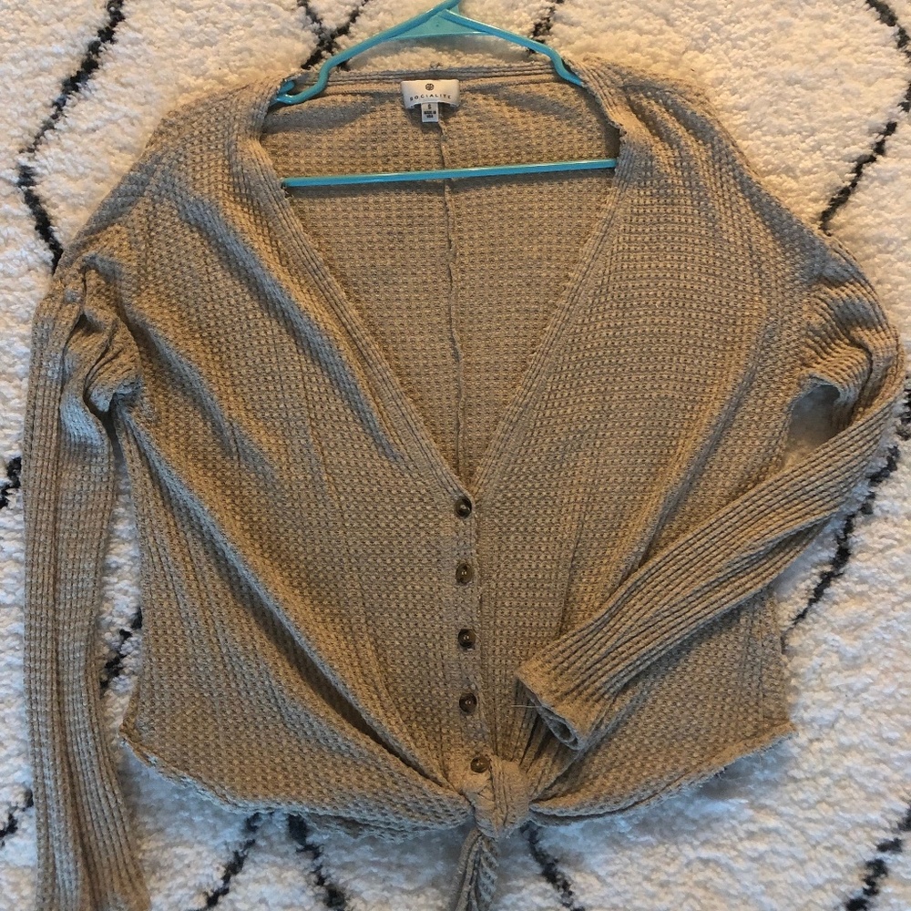 Cream/Tan Button Crop Cardigan Sweater